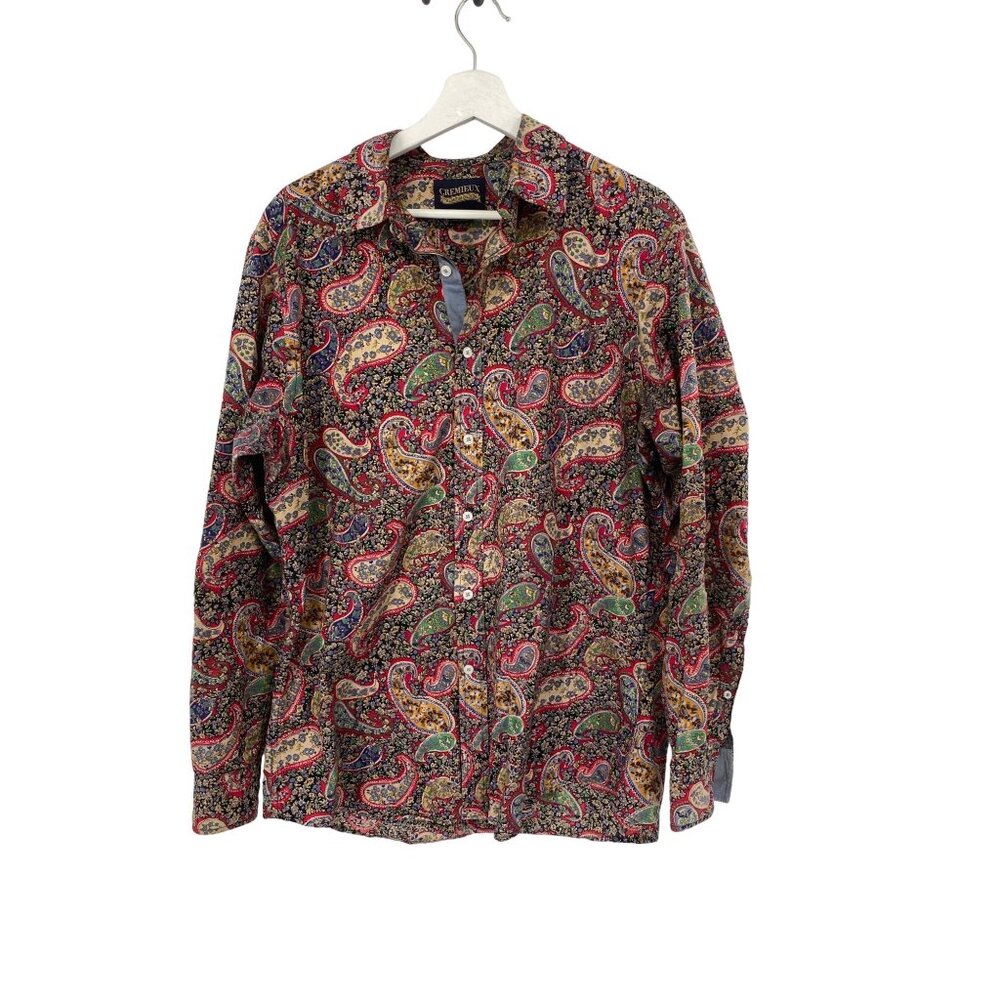 CREMIEUX PREMIUM DENIM Mens LARGE Paisley Shirt Stretch Lightweight Multi